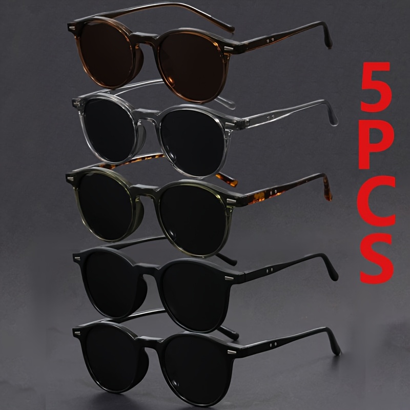 5pcs Vintage-Inspired, Korean-Style Oval Frame Glasses - Trendy, Anti-Fog, Full Rim, Polycarbonate Lenses for Men & Women - Ideal for Street Photography, Parties, Music Festivals & Gifts, Fashion Accessories | Vintageinspired Design | Decorative Lenses